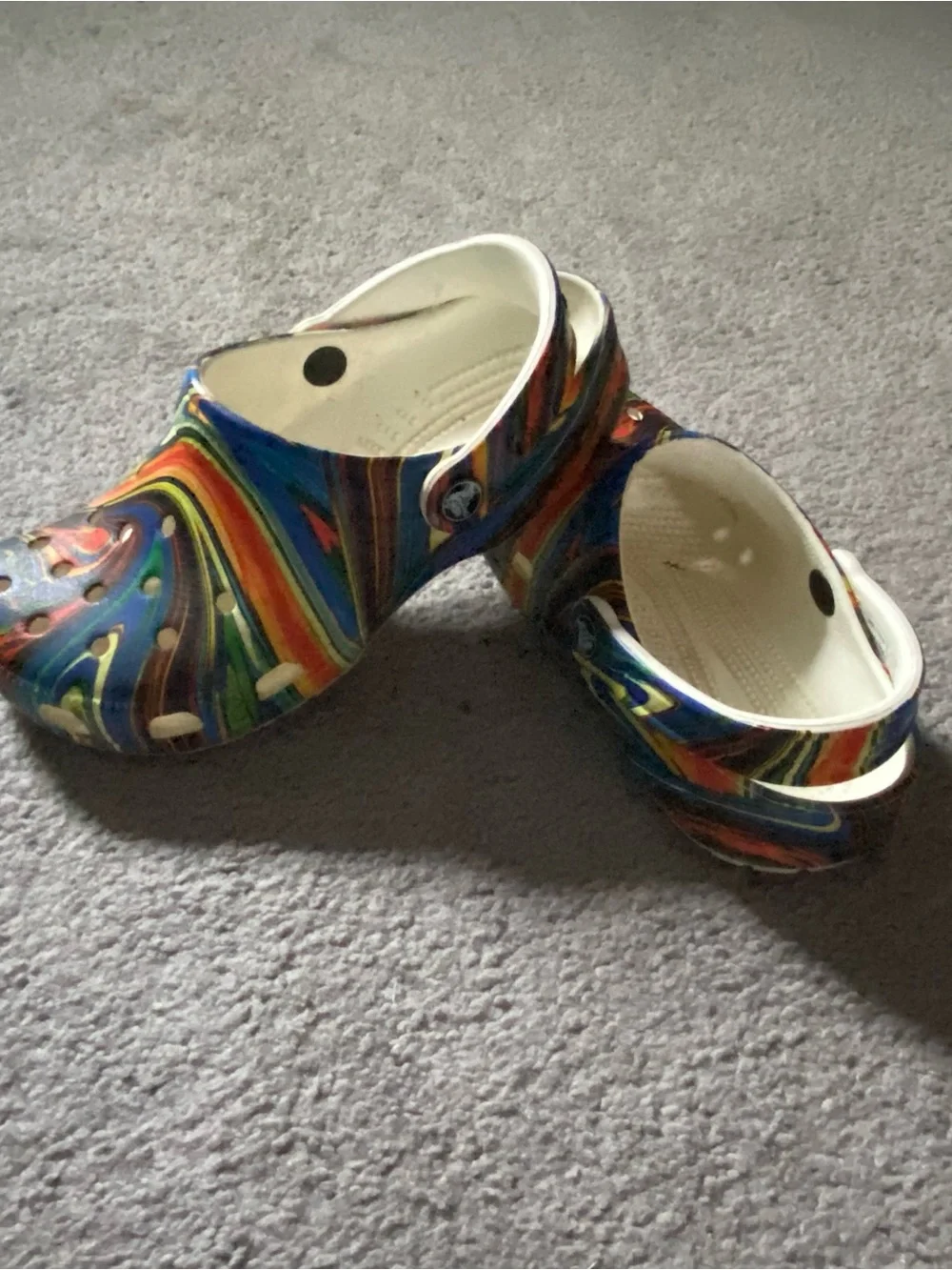 CROCS Kids Swirled Rainbow Lightweight Clog - Blue, Red, Yellow, Green